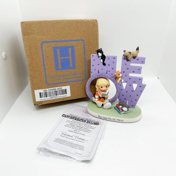 SOLD NIB Hamilton Collection Precious Moments Cat Obsessed Ceramic Figurine - Picture 2 of 7